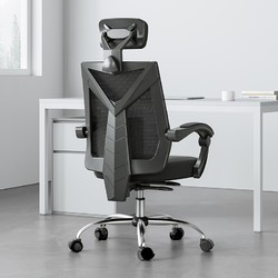 HBADA 黑白调 电脑椅子办公椅可躺电竞椅人体工学座椅 黑色