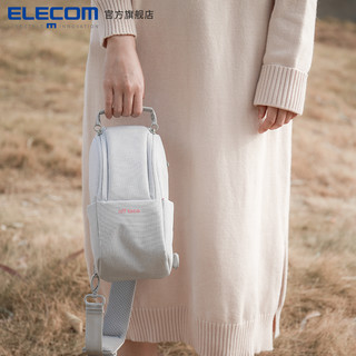 ELECOM 宜丽客 单肩包相机包胸包挎包多功能休闲运动摄影斜跨卡片相机包背包男女包 白色