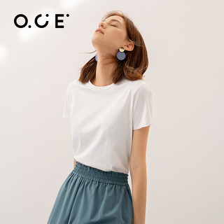 OCE女装短袖T恤2022年夏季新款白色薄款纯色体恤女宽松ins上衣潮