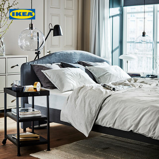 IKEA 宜家 HAUGA豪嘉双人床现代简约布艺床架靠背软包北欧风储物床
