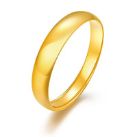 ARMASA 阿玛莎 18K金光面条戒18K金饰品指环光身素圈戒指对戒 男女款通用活口可以调节