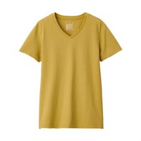 MUJI 無印良品 女士V领短袖T恤 BBA02A0S 暗黄色 XS