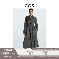COS 女装 标准版型印花衬衫连衣裙黑色2022新品1116513001
