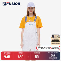 FILA 斐乐 FUSION斐乐潮牌背带裤女2022秋新款休闲短裤休闲潮流时尚裤