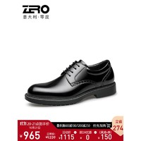 ZERO 零度皮鞋男2022秋季新款正装商务职场办公德比鞋真皮舒适增高正装皮鞋男 黑色 40