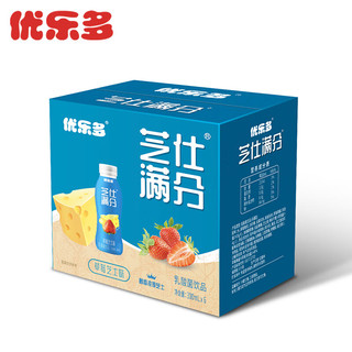 优乐多 乳酸菌 草莓芝士味酸奶饮料 益生菌发酵 300ml*6瓶 礼盒装零食伴侣