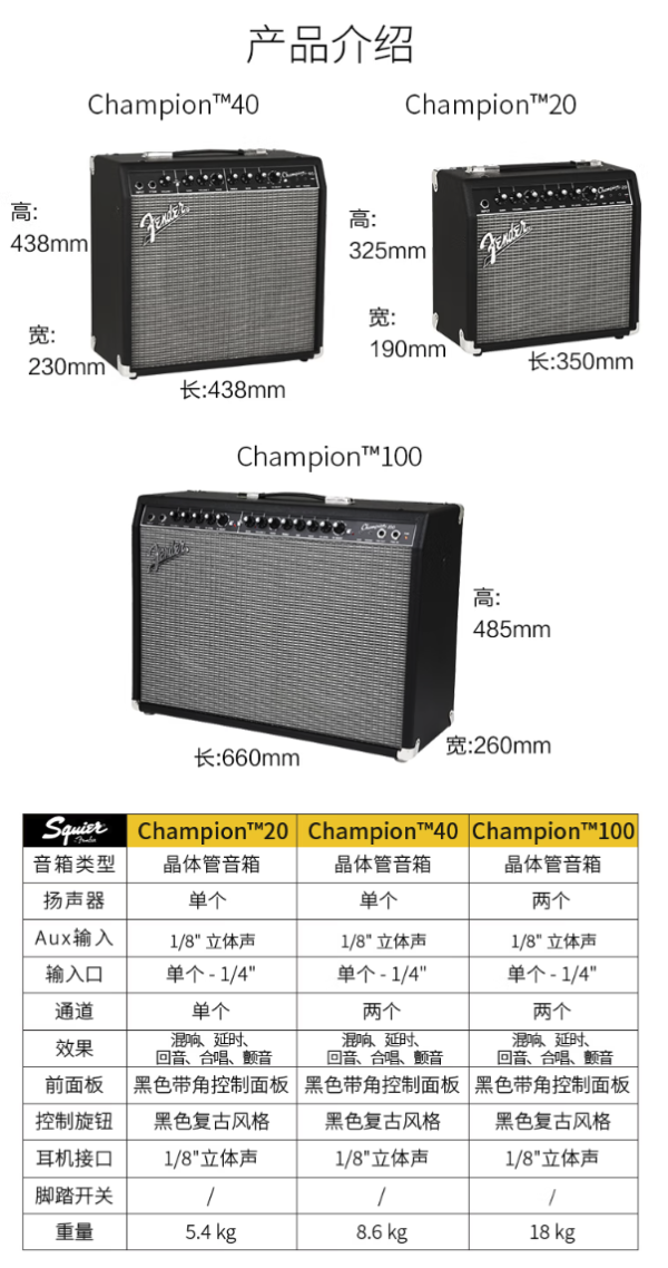 fender芬达电吉他音箱冠军champion2040w带效果器专业练习音响
