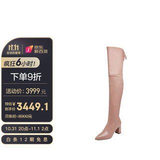 STUART WEITZMAN 斯图尔特韦茨曼Stuart Weitzman SW女靴LESLEY 75暖灰褐色弹力纳帕皮过膝长靴 WE0901346C-BRO 360