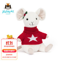 jELLYCAT 圣诞新品 圣诞针织衫小老鼠 柔软毛绒玩具安抚睡觉抱枕玩偶节日礼物送礼可爱公仔 圣诞针织衫小老鼠 H18 X  W9 CM