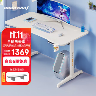 anda seaT 安德斯特 andaseaT) 电脑桌游戏桌台式家用办公书桌子 寒冰战士白色电动升降1.2米