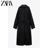 ZARA 秋冬新款 女装 含腰带黑色羊毛大衣 8419744 800