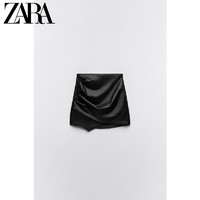 ZARA 秋冬新款 TRF 女装 黑色高腰仿皮迷你裙 2712112 800