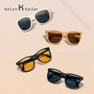 Helen Keller 新款偏光折叠太阳镜女时尚圆框便携防紫外线墨镜男HK602
