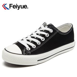 Feiyue. 飞跃 feiyue/飞跃秋季基础款帆布鞋女低帮休闲鞋黑色学生情侣款鞋子069