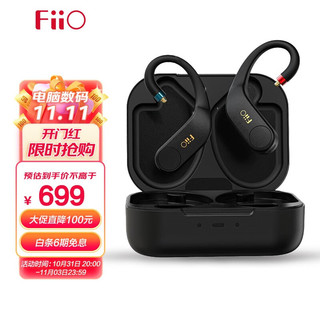 FiiO 飞傲 UTWS5 入耳式挂耳式降噪蓝牙耳机 无线充电 黑色