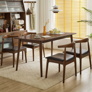 JIAYI 家逸 RF-1262ANC+RF-HD004-2 轻奢餐桌椅组合 一桌四椅 胡桃色 1.3m