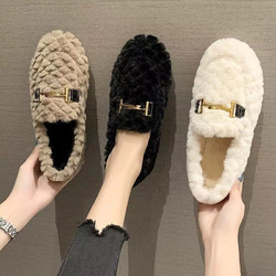 希伯名 新品毛毛鞋女冬季外穿韩版时尚百搭加绒棉鞋