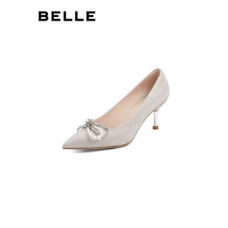 BeLLE 百丽 高跟鞋女2022新商场同款宴会通勤时尚单鞋女BCWB1AQ2 银色 35