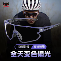 女士猫眼变色偏光专业骑行眼镜近视男女款运动防风沙自行车专用