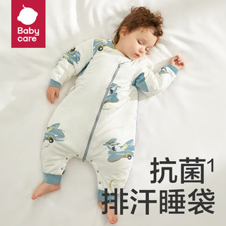 babycare竹纤维分腿睡袋婴儿睡袋宝宝吸湿睡袋儿童防踢被 曼达鸭飞车云-90码-暖冬（140g）