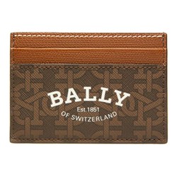 BALLY 巴利 BHAR经典一片式设计棕色字母设计卡片夹卡包