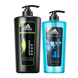 adidas 阿迪达斯 男士洗护套装 (控油劲爽去屑洗发露730ml+冰点沐浴露600ml)