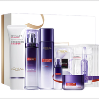 L'OREAL PARIS 巴黎欧莱雅 复颜玻尿酸水光护肤礼盒(洁面嗜喱125ml+充盈导入晶露130ml+乳液110ml+50ml+安瓶鲜注精华面膜无香型5片+精华面霜25ml)