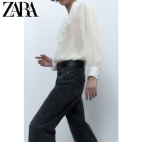 ZARA 秋冬新款 女装 金属色线蝴蝶结饰衬衫 8774338 303