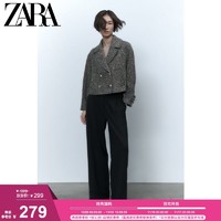 ZARA 秋冬新款 女装 纹理短款翻领西装外套 8500160 084