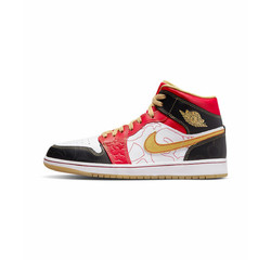 NIKE 耐克 AIR JORDAN 1 MID SE GC喜庆 男子白红复古中帮篮球鞋