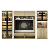 YEGUOHOME 椰果 现代风电视柜+酒柜+储物柜 原木色 320*42*210cm