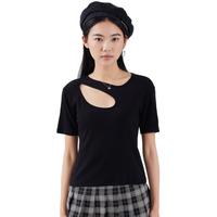 BASIC HOUSE 百家好 女士圆领短袖T恤 B0042B50832 黑色 S