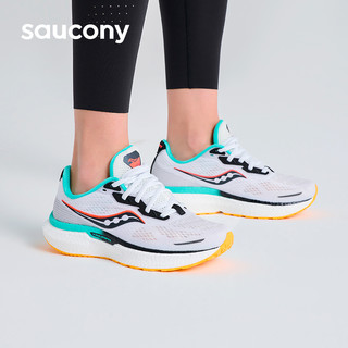 Saucony索康尼Triumph胜利19跑步鞋女轻便透气运动鞋训练减震跑鞋 43 黑白棋盘格