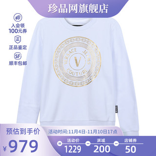 VERSACE 范思哲 女士V字徽章元素卫衣 00003401359 黑色 M