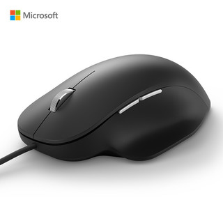 Microsoft 微软 简约精准鼠标 黑色 | 有线鼠标 自定义侧键 金属滚轮 人体工学