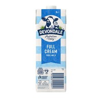 DEVONDALE 德运 进口超市全脂纯牛奶早餐奶1L*10盒整箱装 高钙优质乳蛋白 澳洲进口
