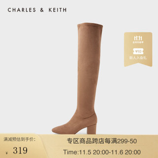 CHARLES & KEITH CHARLES＆KEITH女靴女鞋冬季 CK1-90360307-1 纯色简约女士高跟长靴 Camel驼色 36