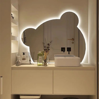 小熊镜子轻奢异形创意智能镜led梳妆镜壁挂式浴室镜子米奇卡通镜