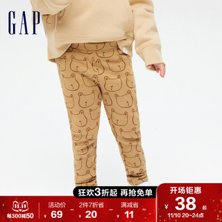 Gap 盖璞 女幼童剪毛绒弹力可爱小熊针织裤760123