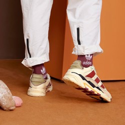 adidas 阿迪达斯 官方三叶草NITEBALL男女经典篮球风运动鞋「奶包鞋」S24139 米黄/红/浅褐色 41(255mm)