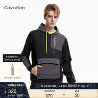 Calvin Klein CK运动春秋男装休闲抽绳连帽渐变LOGO图案拼接透气卫衣4MF1W301