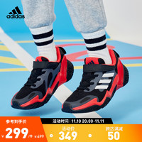 adidas阿迪达斯官方4UTURE RNR EL K男小童网面运动鞋GY9384 一号黑/白/鲜红 34(210mm)