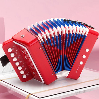 阿萨斯 儿童7键手风琴乐器玩具 早教音乐启蒙玩具 节日生日礼物 红色