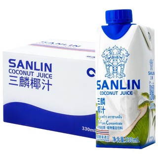 SANLIN 三麟 生榨新椰汁 330ml*12瓶 NFC鲜椰奶果汁饮料 整箱装 泰国原装进口