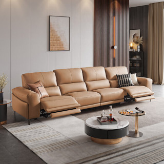 芝华仕头等舱真皮沙发客厅意式简约电动功能大户型家具 50759 浅驼色