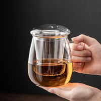 倍炫 茶杯 茶水分离杯耐热玻璃泡茶杯子带过滤内胆水杯家用花茶杯 蘑菇泡茶杯