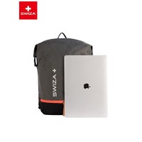 SWIZA 瑞莎 百年瑞士双肩包男15.6英寸电脑包卷口背包大容量旅行包街头时尚 灰/黑色