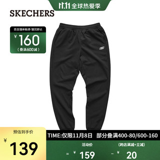 SKECHERS 斯凯奇 新款女子针织束脚裤休闲运动裤 L121W241 碳黑色0018 S