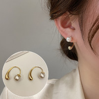CAROMAY 珍珠耳圈法式高级感小众设计气质轻奢耳环2022新款潮女耳饰