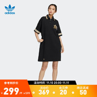 adidas 阿迪达斯 官方三叶草女装秋季新款美式复古风运动短袖连衣裙HS1929 黑色 M